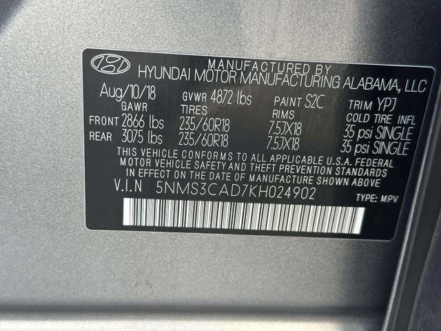 2019 Hyundai Santa Fe SEL 2.4L AWD 4dr Crossover - 22971132 - 34