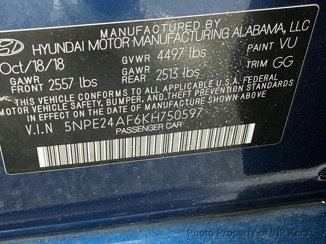 2019 Hyundai Sonata SE 2.4L - 22986811 - 22
