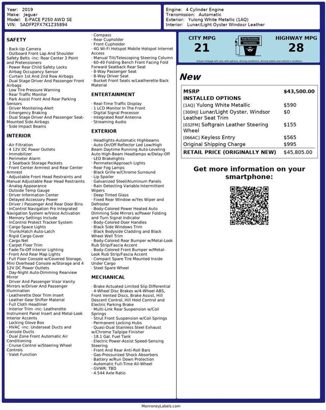 2019 Jaguar E-PACE P250 AWD SE - 22887510 - 34