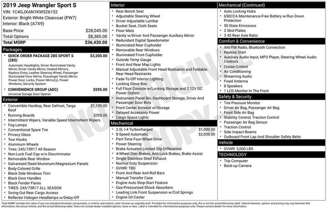2019 Jeep Wrangler Sport S 4x4 - 22936642 - 5