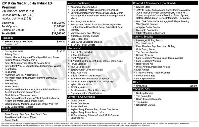 2019 Kia Niro Plug-In Hybrid EX Premium FWD - 22988811 - 5