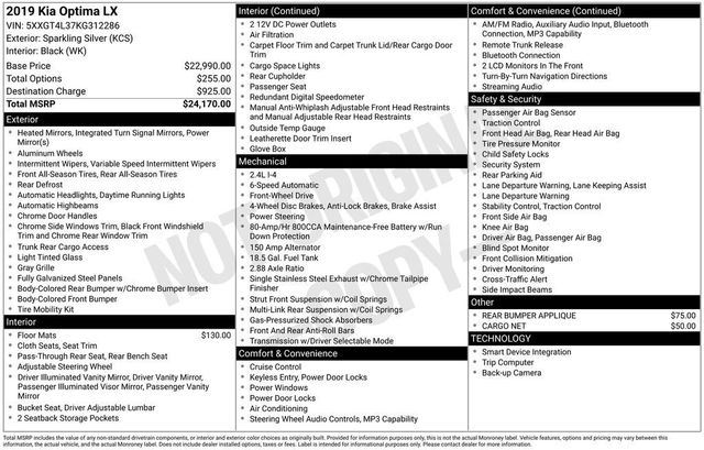 2019 Kia Optima LX Automatic - 23016411 - 5