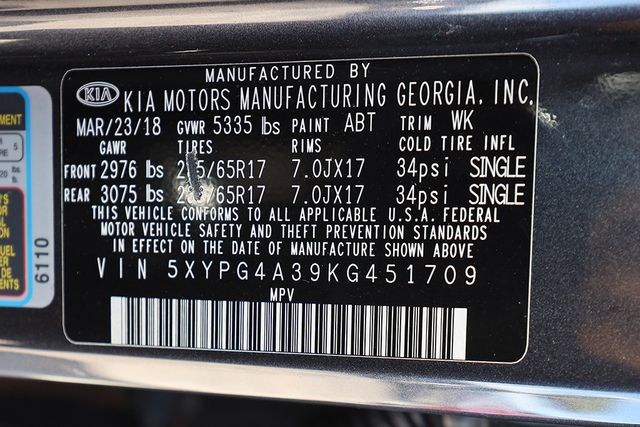 2019 KIA SORENTO L FWD - 23101873 - 34