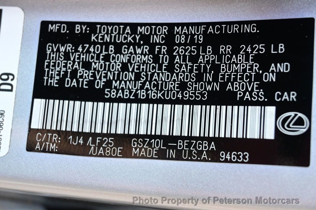 2019 Lexus ES ES 350 F SPORT FWD - 22974505 - 34