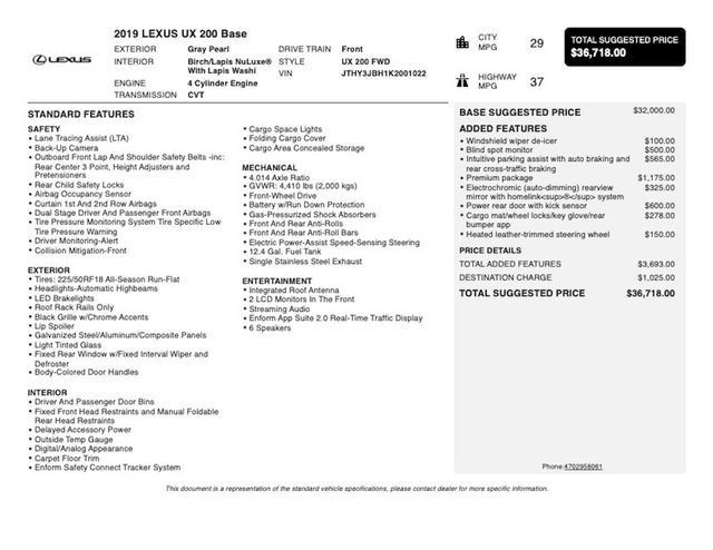 2019 Lexus UX UX 200 FWD - 23035779 - 31