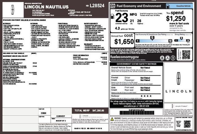 2019 Lincoln Nautilus Select FWD - 22926356 - 2