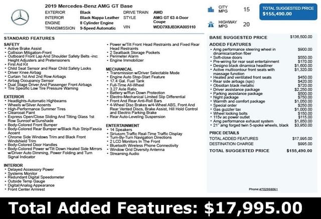 2019 Mercedes-Benz AMG GT AMG GT 63 4-Door Coupe - 22982390 - 2