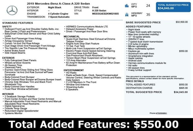 2019 Mercedes-Benz A-Class A 220 Sedan - 22946882 - 2