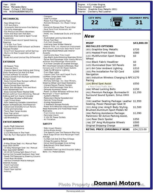 2019 Mercedes-Benz C-Class ONE FLORIDA OWNER COUPE , DEALER SERVICED SINCE NEW  - 20791007 - 4