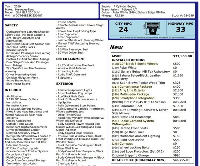 2019 Used MercedesBenz GLA GLA 250 SUV at World Class Motors Serving