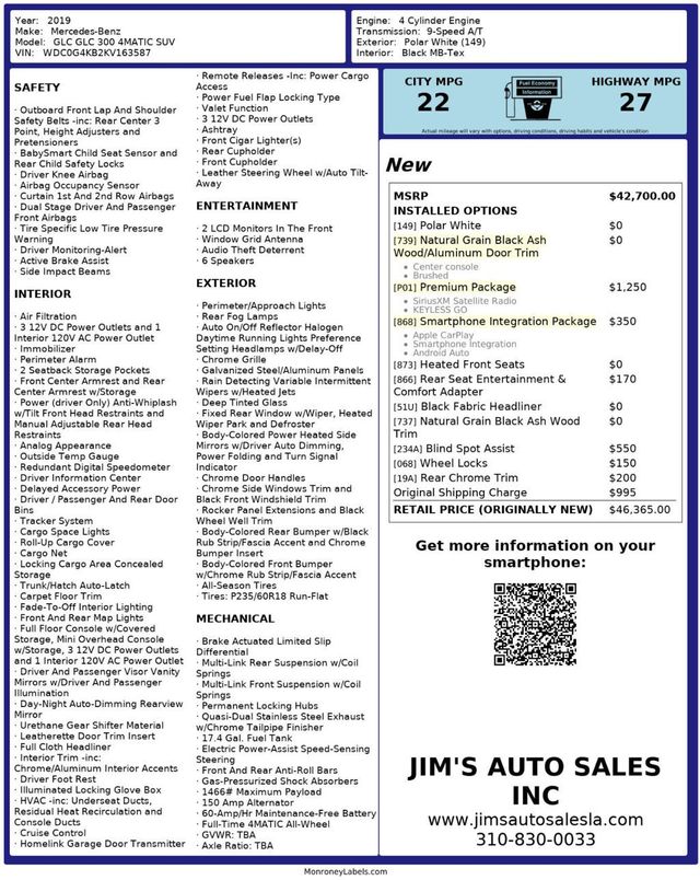 2019 Mercedes-Benz GLC GLC 300 4MATIC AWD Premium Package - 22955845 - 7