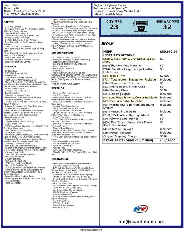 2019 MINI Cooper S Countryman CLEAN CARFAX, ICONIC TRIM, PAN SUNROOF, NAVIGATION, HEATED SEATS - 22964487 - 24