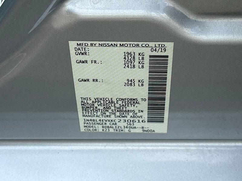 2019 Nissan Altima 2.5 SL Sedan - 22926969 - 22
