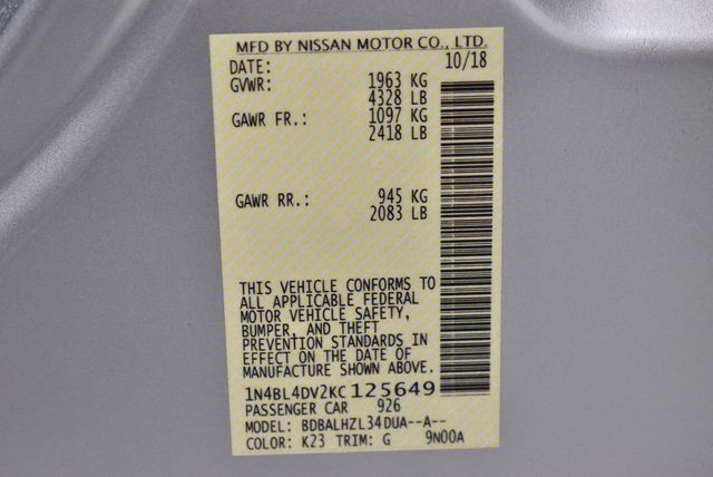 2019 Nissan Altima 2.5 SV Sedan - 22955307 - 10