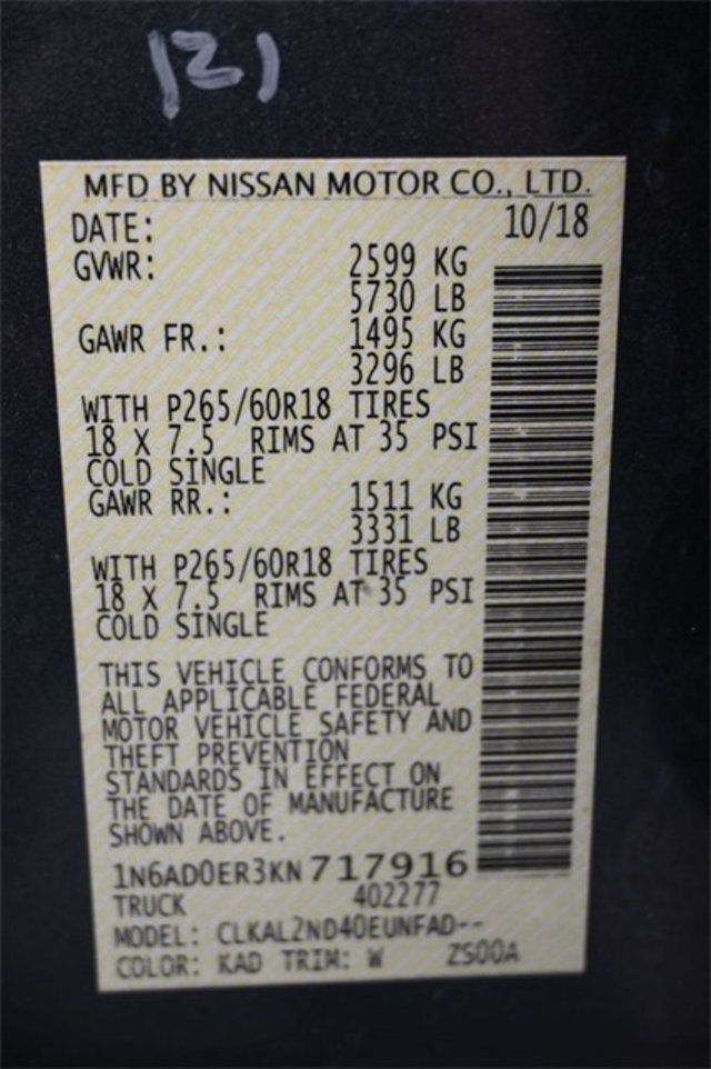 2019 Nissan Frontier Crew Cab 4x2 SV Automatic - 22914429 - 3