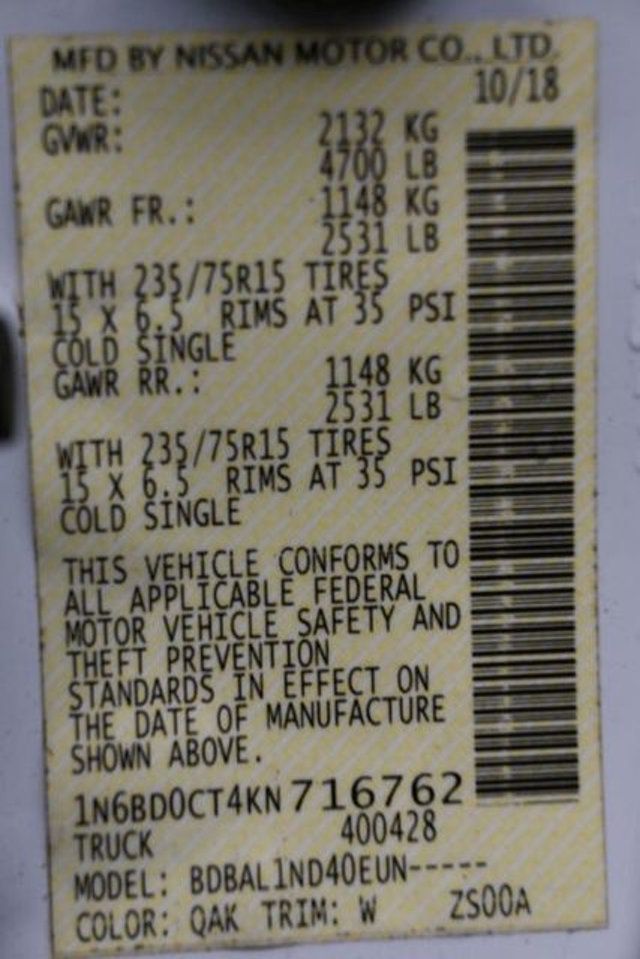 2019 Nissan Frontier King Cab 4x2 S Automatic - 23010854 - 6