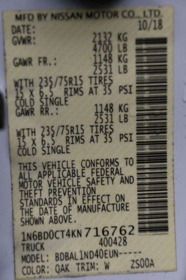 2019 Nissan Frontier King Cab 4x2 S Automatic - 23001100 - 6