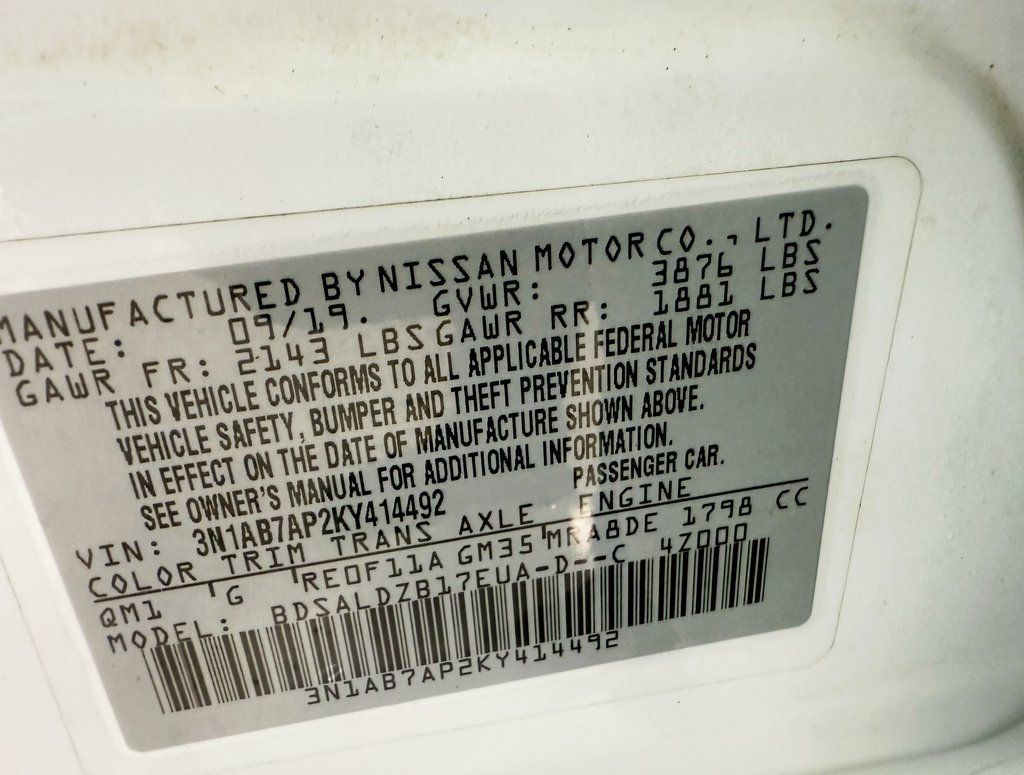 2019 Nissan Sentra SV CVT - 22933966 - 34