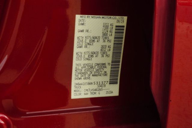2019 Nissan Titan 4x4 Crew Cab SL - 23027582 - 36