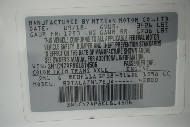 2019 Nissan Versa Sedan S Plus CVT - 23023641 - 25