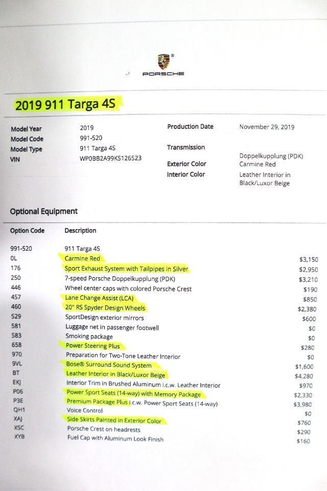 2019 Porsche 911 CARRERA 4S TARGA * ONLY 1,625 MILES...4S TARGA- Big Options! - 22246855 - 17