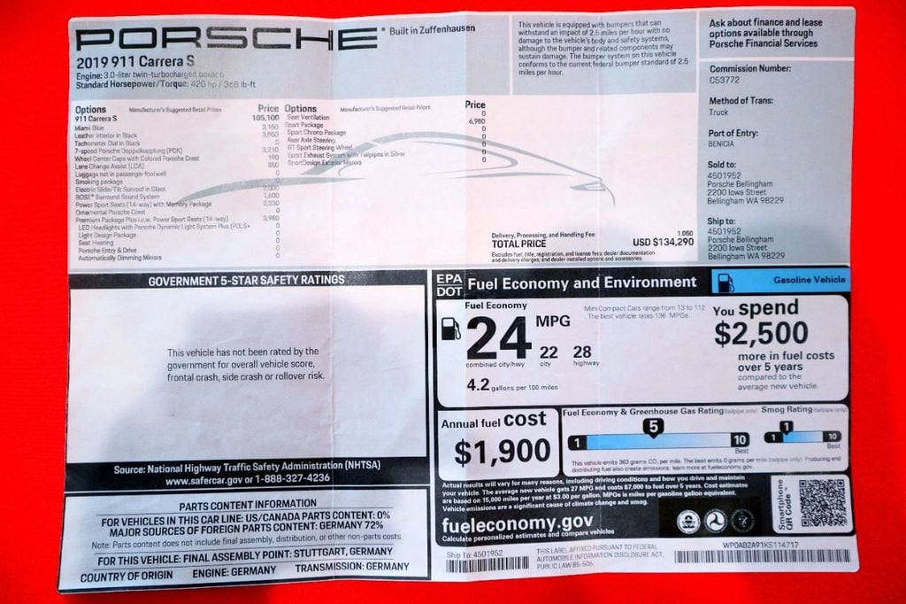 2019 Porsche 911 CARRERA S CPE * ONLY 11K MILES...Rare Miami Blue! - 22165832 - 15