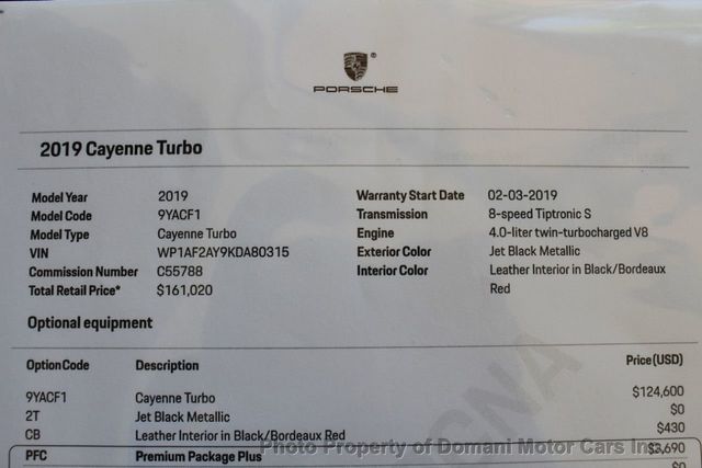 2019 Porsche Cayenne Original Window  of Over $ 161k, Stunning Example - 20381121 - 2
