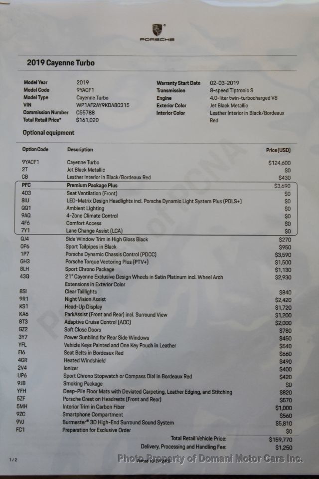 2019 Porsche Cayenne Original Window  of Over $ 161k, Stunning Example - 20381121 - 3