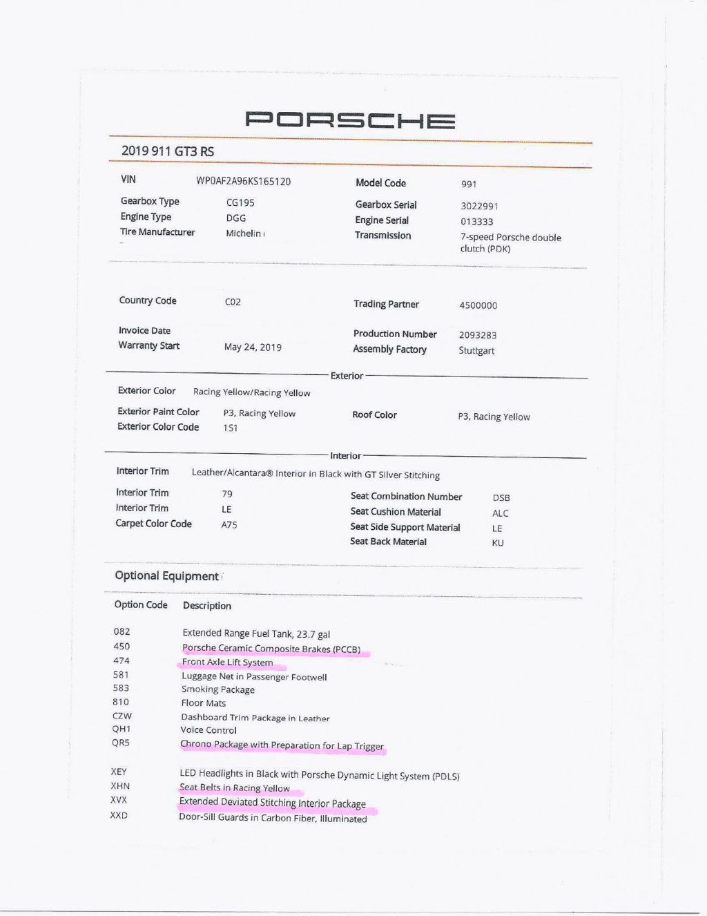 2019 Porsche GT3RS RACING YELLOW...4,998 Miles...Exceptional RS - 23070482 - 1