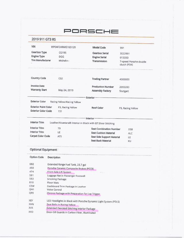 2019 Porsche GT3RS RACING YELLOW...4,998 Miles...Exceptional RS - 23070482 - 1