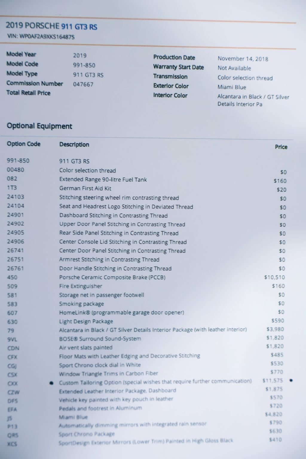 2019 Porsche GT3RS Special Wishes MIAMI BLUE...3,998 Miles...Special Wishes!!  - 22900792 - 28