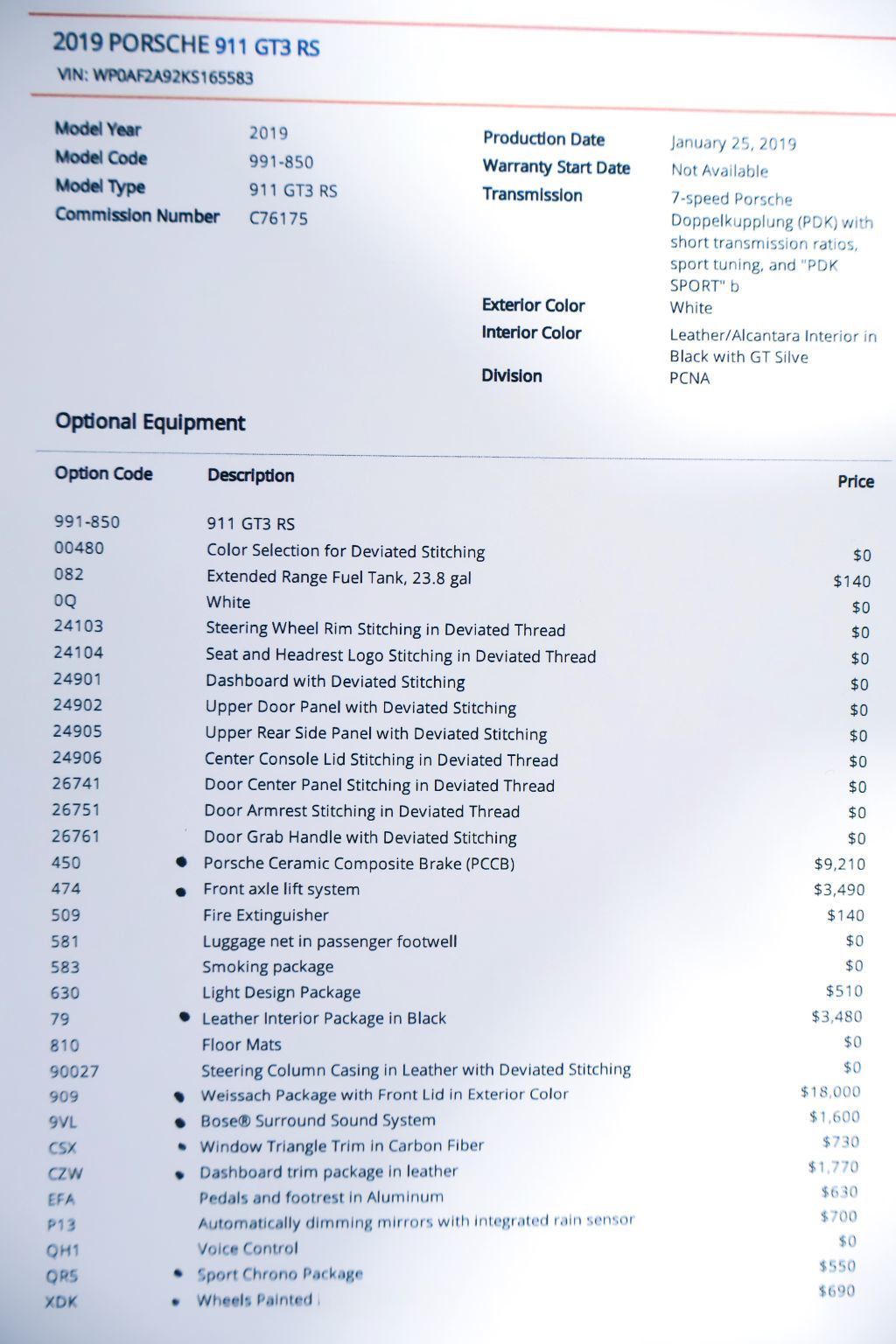 2019 Porsche GT3RS WEISSACH WHITE...SORRY SOLD!! - 22900800 - 24