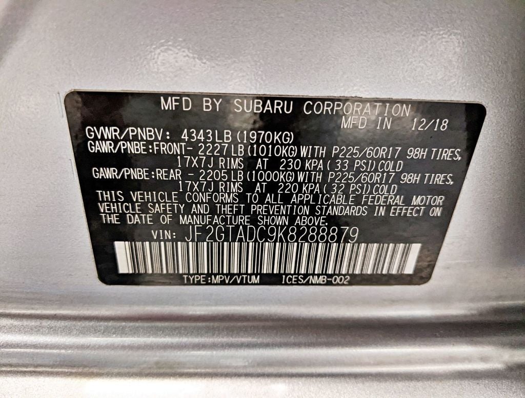 2019 Subaru Crosstrek 2.0i Premium CVT - 21983141 - 39