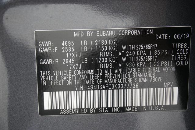 2019 Subaru Outback 2.5i Premium - 22987068 - 27