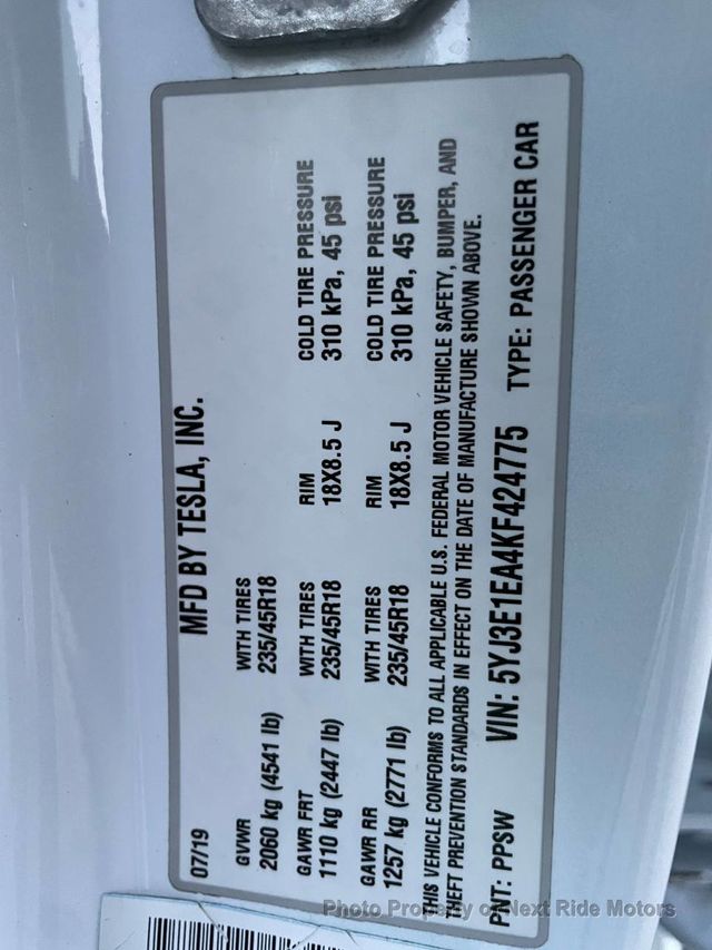 2019 Tesla Model 3 2019 TESLA MODEL 3 STANDARD RANGE PLUS 1-OWNER 615-730-9991 - 23011404 - 23