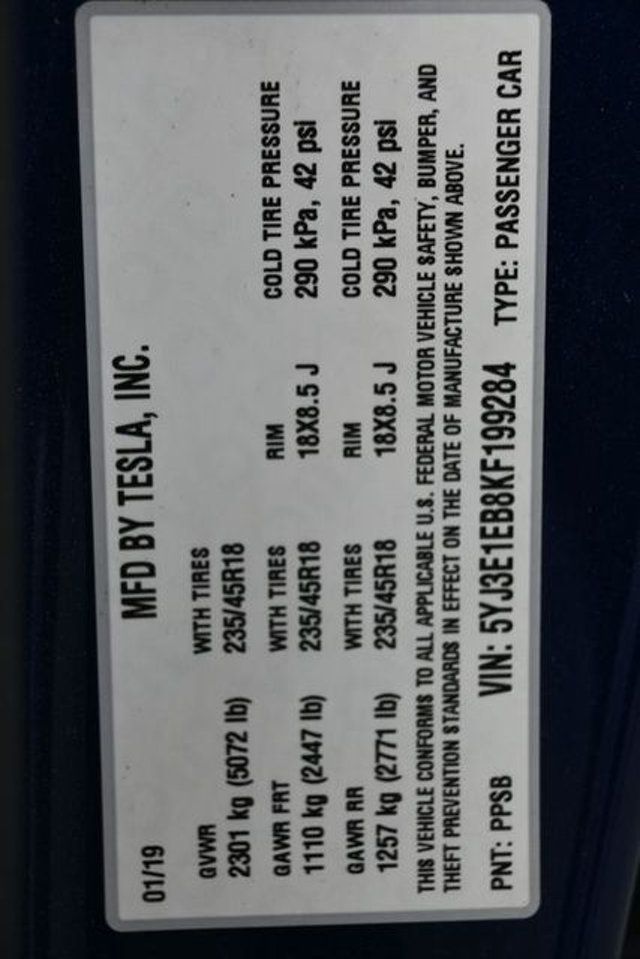 2019 Tesla Model 3 Long Range - 22989902 - 3