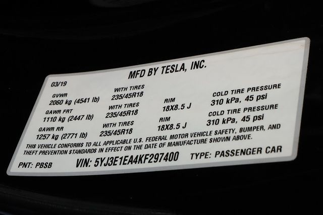 2019 TESLA MODEL 3 Standard Range Battery Plus RWD - 23022301 - 37