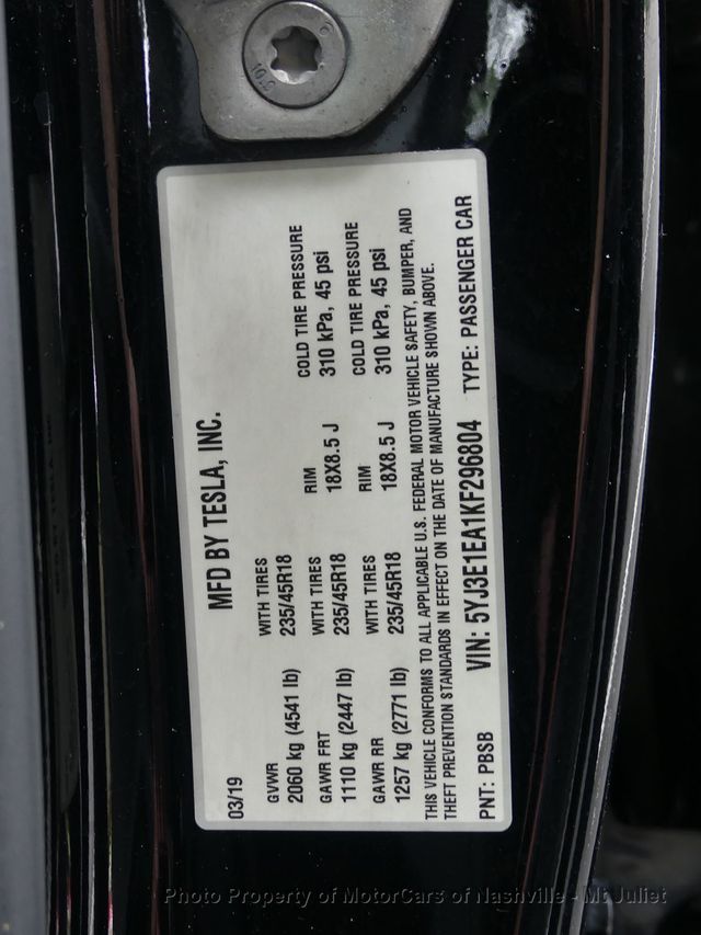2019 Tesla Model 3 Standard Range Battery Plus RWD - 23032168 - 43