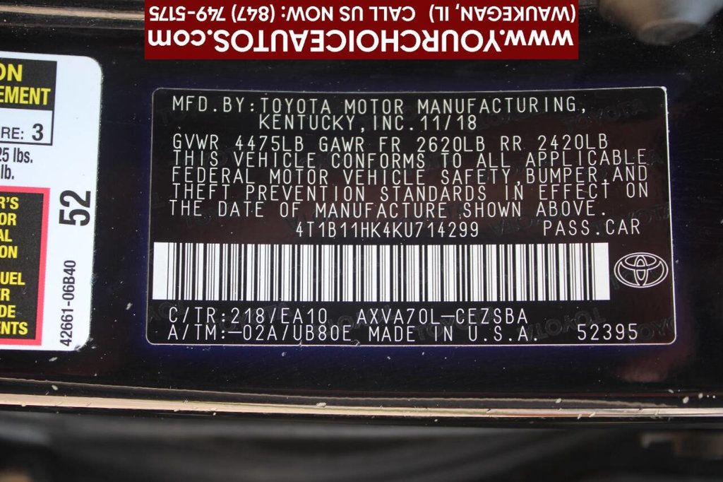 2019 Toyota Camry SE Automatic - 22907592 - 29