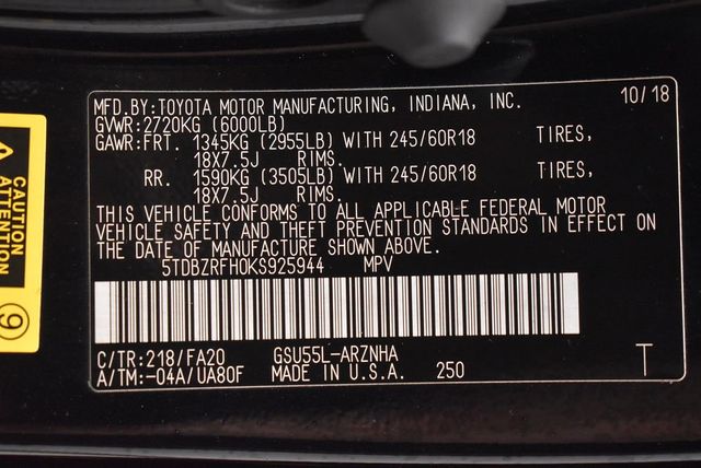 2019 Toyota Highlander LE Plus V6 AWD - 23024464 - 36