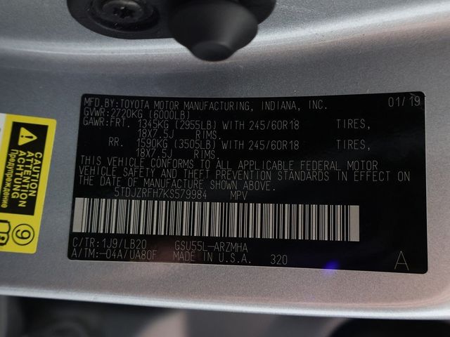 2019 Toyota Highlander XLE V6 AWD - 22937764 - 58