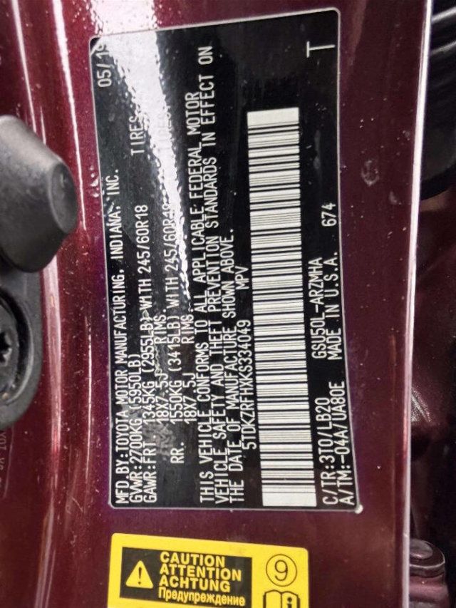 2019 Toyota Highlander XLE V6 FWD - 22935106 - 35