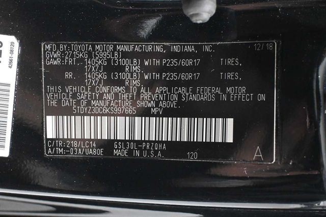 2019 Toyota Sienna XLE Automatic Access Seat FWD 7-Passenger - 23045925 - 33