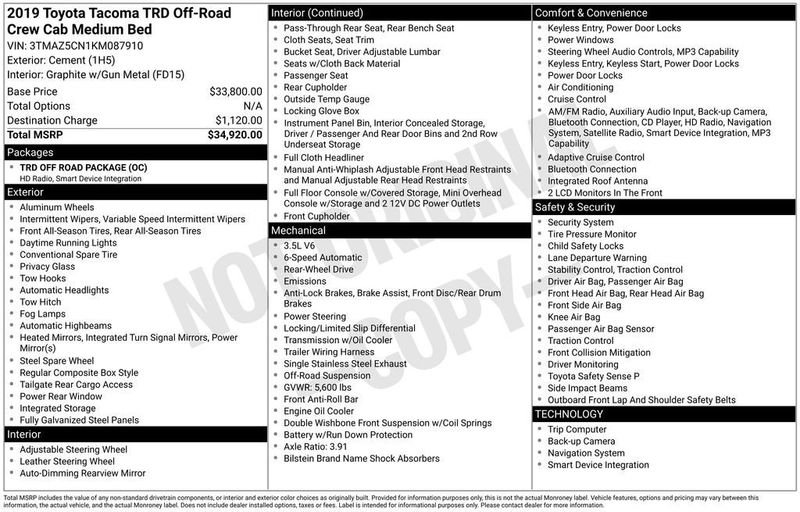 2019 Toyota Tacoma TRD Off-Road - 23045735 - 5