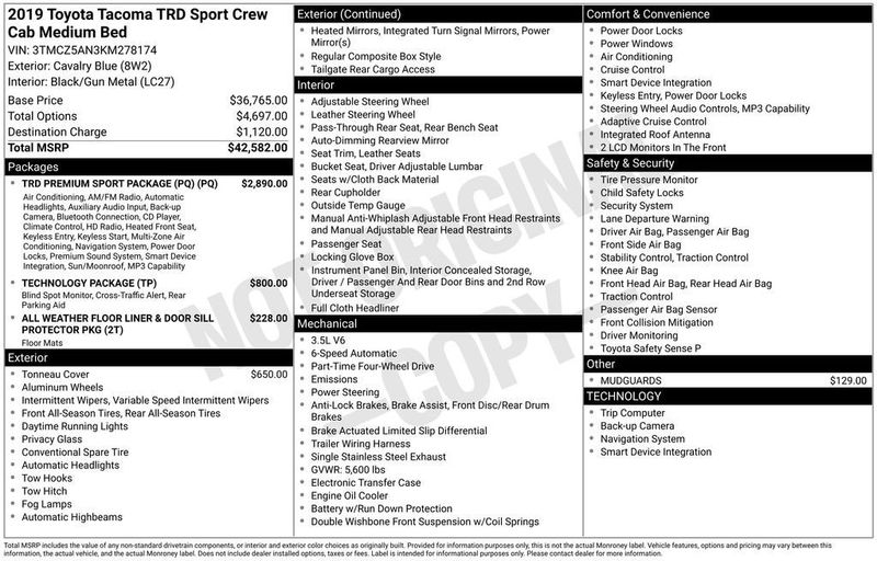 2019 Toyota Tacoma TRD Sport - 23029691 - 5