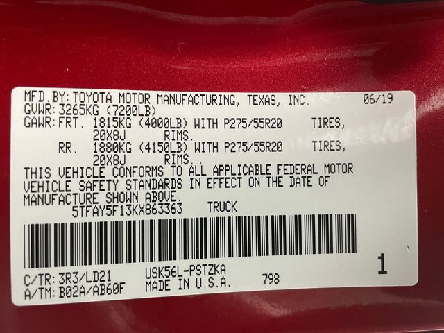 2019 Toyota Tundra 4WD Platinum CrewMax 5.5' Bed 5.7L - 23015927 - 51