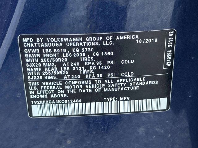 2019 Volkswagen Atlas 3.6L V6 SEL R-Line 4MOTION - 23040550 - 20