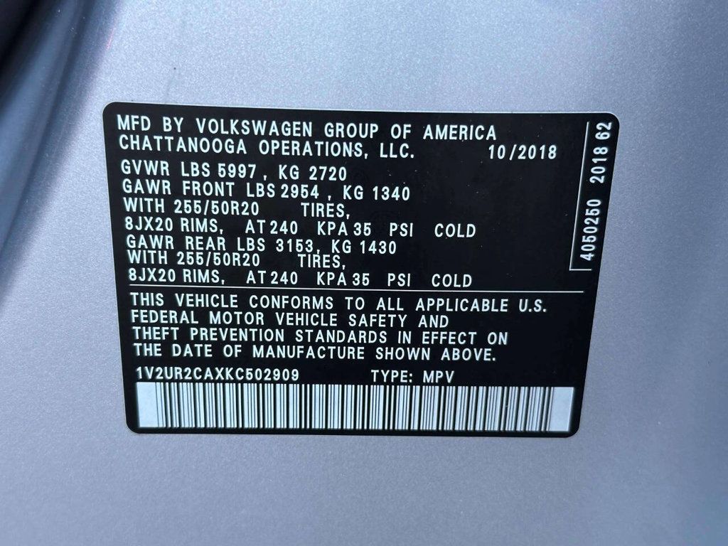 2019 Volkswagen Atlas 3.6L V6 SE w/Technology 4MOTION - 23053548 - 27