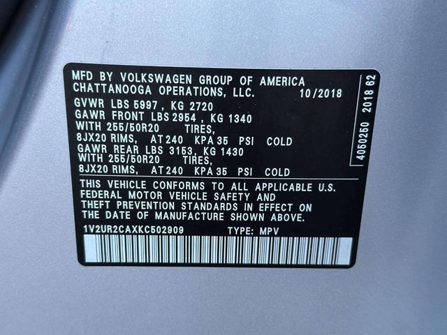 2019 Volkswagen Atlas 3.6L V6 SE w/Technology 4MOTION - 23053548 - 27