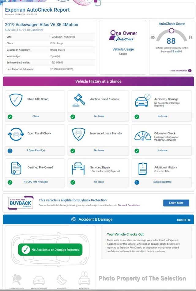 2019 Volkswagen Atlas 3.6L V6 SE W/TECHNOLOGY 4MOTION W/PANO ROOF - 22996237 - 22